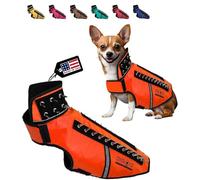 CoyoteVest SpikeVest Arnés para perros pequeños, chaleco reflectante con pinchos para proteger a tu mascota de halcones, coyotes, rapaces y ataques de animales, fabricado en EE. UU., naranja neón, M