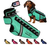 CoyoteVest SpikeVest Arnés para Perros pequeños, Chaleco Reflectante con Pinchos para Proteger a tu Mascota de halcones, Coyotes, Rapaces y ataques de Animales, Fabricado en EE. UU., Turquesa, XS