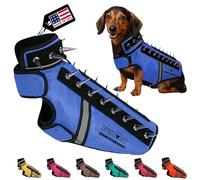 CoyoteVest SpikeVest Arnés para perros pequeños, chaleco reflectante con pinchos para proteger a tu mascota de halcones, coyotes, rapaces y ataques de animales, fabricado en EE. UU., azul real, XS