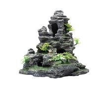 COYOUCO Acuario Vista a la montaña Ornamento de Piedra Árbol Roca Paisaje de Cueva, Gran Ornamento de Acuario Roca Artificial Pecera Decoración,C