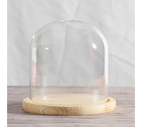 COYOUCO Pantalla de cúpula de Campana de Vidrio con Base de Madera Maciza para exhibir Plantas, Adornos, Figuras, diámetro 20 cm de altura20/25/30 cm,Dia20*H20cm
