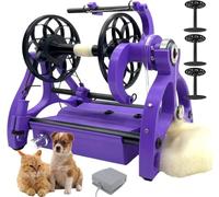 coyrugky Kit de Hilado DIY - Rueca Eléctrica Mini para Lana | Máquina de Torcer Fibras con Cambio de Giro | 3 Carretes Pequeños y Velocidad Máxima 800RPM - Estudio de Hilado(Purple)