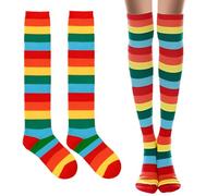 COYUN 1 Pares Calcetines Hasta la Rodilla, Femenino Rayas a rayas Muscos altos calcetines, sobre medias de rodilla, para Mujer Calcetines Largos Sobre la Rodilla Muslo Calcetines Altos, del arcoíris