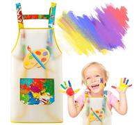 COYUN 1 pcs Bata Pintura Niños, Delantal Niño, Delantal para niños con bolsillos, delantal de pintura para escuela, impermeable para manualidades, pintura, hornear, cocinar, niñas y niños