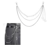 COYUN 1 Pcs Cadena Pantalon, Estilo Punk Con Mosquetón, Cadena Billetera, Cadena Llavero Hombre, Accesorios Góticos Para Mujer, Cadena Accesorios Hombre,Estilo De Cadena De Bolsillo, Plata (Estrellas)