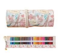 COYUN 1 pcs Estuche enrollable de lona, Lapices colores con estuche, Bolsa de lápiz de Lienzo, 72 Agujeros Bolsa para lápices