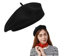 COYUN 1 Pcs Sombrero de Boina Francés, Boina Francesa, Mujer Boina, Clásicas Boina Gorro para Mujeres, Mujer Invierno Boina Artista Gorro Cálido Moderno Pintor Sombrero Otoño Redondo Vintage Boinas
