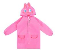 COYUN 1pcs Poncho De Lluvia Para Niños Chubasquero Reutilizable Grueso Chaqueta De Poncho De Lluvia Poncho Impermeable Para Niñas Gorro de conejo (rosa)