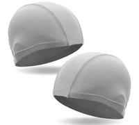 COYUN 2 pcs Gorro de natación Suave, Gorros de Piscina, Cómodo Gorro de natación, Suave Gorros de natación Unisex, Gorro de baño Flexible para Pelo Largo Hombres, Gorro de baño Ligero, Gris