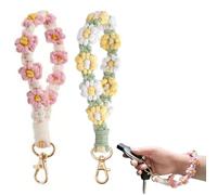 COYUN 2 Pcs Llavero De Macramé Bohemio, Cordon Para Movil, Llavero Cordón De Muñeca Para Llaveros Llavero Trenzado Bohemio, Llavero Trenzado Llavero Coche Mujer Pulsera Para Llaves Del Coche y Regalo