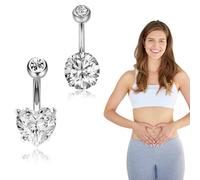 COYUN 2 pcs Piercing Ombligo, Anillos para el Ombligo, para Mujeres de Plata Hipoalergénico Clicker Anillos para el Ombligo Cubic Zirconia Invertir Anillos para el Ombligo Body Belly Piercing Joyería