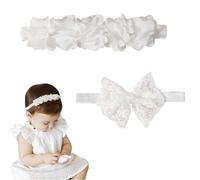 COYUN 2 Piezas Diademas de Bebe Niñas, Bebé Diadema Pelo Cintas Diademas Florales Niñas Banda Para Cabeza Accesorio diadema con lazos con un contorno de cabeza de 37 a 48 cm(B)