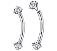 COYUN 2 Piezas Titanio Ceja Piercing Joyería Rook Vertical Labret Barra Labial Tragus Labret Daith Anillo de la ceja Ojos de serpiente Piercing Lengua Bola de plata (6mm+8mm）