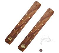 COYUN 2pcs Soporte de Incienso,Quemador de incienso de madera quemador de incienso hecho a mano con bandeja recolectora de cenizas perfecto para decoración del hogar meditación y yoga