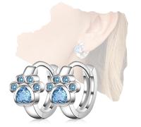 COYUN 2x Mujer Con Diseño huella Cristal Circonita, Bonitos aretes de pata de gatos, Regalo Ideal Aretes Aro Elegantes y Sofisticados Joyería, Kids Pendientes para niña Huella de perro Brillante, Azul