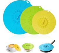 COYUN 3 Pcs Tapas de Silicona, Tapas de Silicona Elásticas, Tapas de Silicona Reutilizables, Tapa de Ventosa de Silicona, para Tazón, Microondas, Horno o Refrigerador (3 Tamaños)