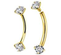 COYUN 3 Piezas 16G Titanio Ceja Piercing Joyería Rook Vertical Labret Barra Labial Tragus Labret Daith Anillo de la ceja Ojos de serpiente Piercing Lengua Bola de Oro 6mm 8mm Banana