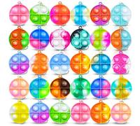 COYUN 30 PCS Pop Fidget It Toys, Silicona Fidget Juguete Llavero, Push Pop Bubble Fidget Juguetes Sensoriales Multicolor, Mini Bubble Toy para TDAH, Alivio del Estrés Autismo, Regalos Alumnos Primaria