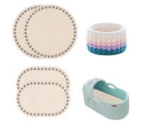 COYUN 4 Bases Pcs De Mimbre Para Ganchillo, Base De Madera Natural, Base De Crochet Circular En Blanco, Base De Madera, Base De Mimbre Hecha A Mano, Cesta De Crochet Para Manualidades(15cm)