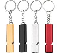 COYUN 4 Pcs Silbato Supervivencia, Silbato Emergencia, Silbato Arbitro, Silbato Fuerte Silbato de Metal, Silbato Doble Silbato Alta Doble Frecuencia, con Llavero, para Supervivencia Camping Senderismo