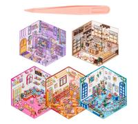 COYUN 5PCS Lindo Fun Cartoon 3D Sticker Scene, DIY Sticker Scene Divertidas,Diy 3D Casa Pegatinas Reutilizables, Pegatinas 3D para Escenas de Bricolaje (Con pinzas)