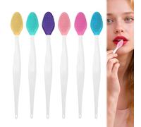 COYUN 6 Piezas Herramienta de Cepillo de Labios Exfoliante de Silicona, Aclarando los Labios Oscuros, Cepillo Exfoliante de Silicona de Doble Cara, Pincel de Labios Suave de Doble Cara