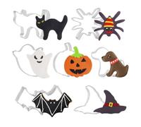 COYUN 7 Pcs Moldes Galletas Halloween, Cortadores Halloween De Galletas De Acero Inoxidable,Cortadores De Galletas Diy Para Niños- Calabaza, Murciélago, Sombrero De Bruja, Gato, Fantasma