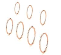 COYUN 7 Piezas 1mm Anillos Apilables De Acero Inoxidable Para Mujeres, Anillos De banda lisa De Delgado, Tamaño De ajuste Cómodo 3/4/5/6/7/8/9 - Oro rosa