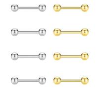 COYUN 8 Piezas Piercing Pezon, Piercing Lengua,Acero Quirurgico Piercing Pezon, Piercing Lingua Acero Quirúrgico Barbell Piercing Pezón Mujer Hombre, pezón Piercing Lengua Bar Body Piercing Joyería