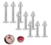 COYUN 9 Pcs Ppiercing - cónico acero inoxidable labio piercing Tragus Helix cartílago pendiente barbell Stud, Oreja Labio Piercings Hipoalergénico Tragus Helix Pendientes Piercing Labret, Cónico