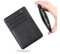 COYUN Carteras para Hombre, Porta Tarjetas de Tecnología Anti-Robo RFID, Card Holder, Funda Tarjeta Credito, Billeteras para Hombre y Mujer, Diseño Minimalista(Negro)