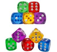 COYUN Juego de 10 cubos de colores, 6 lados, transparentes, 16 mm, dados estándar, multicolor, para Juegos de Dados, Juegos de Mesa, Enseñanza de Matemática, Regalos