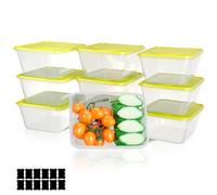 Cozary 10pcs Juegos de Recipientes Alimentos, Tapers Rectangular Reutilizables con Tapa, Hermetico, Reutilizables, para Microondas y Frigoríficos, sin BPA, 1100 ml