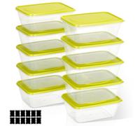 Cozary 10pcs Juegos de Recipientes Alimentos, Tapers Rectangular Reutilizables con Tapa, Hermetico, Reutilizables, para Microondas y Frigoríficos, sin BPA, 520 ml