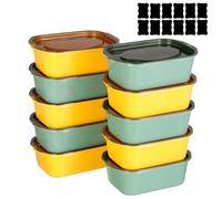 Cozary 10Pcs Tapers Herméticos para Comida, 1100ml Cajas Cubo Rectangulares de Plástico con Tapas, Lavavajillas y Congelador, Apilables, Para la Escuela, el Trabajo y Los Viajes (5 Amarillos+5 Verdes)
