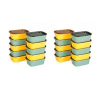 Cozary 10Pcs Tapers Herméticos para Comida, 1100ml Cajas Cubo Rectangulares de Plástico con Tapas, Lavavajillas y Congelador, Apilables, Para la Escuela, el Trabajo y Los Viajes (5 Amarillos+5 Verdes)