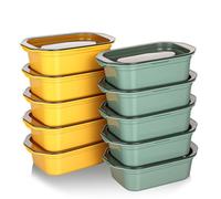 Cozary 10Pcs Tapers Herméticos para Comida, 200ml Cajas Cubo Rectangulares de Plástico con Tapas, Lavavajillas y Congelador, Apilables, Para la Escuela, el Trabajo y Los Viajes (5 Amarillos+5 Verdes)