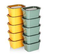 Cozary 10Pcs Tapers Herméticos para Comida, 350ml Cajas Cubo Rectangulares de Plástico con Tapas, Lavavajillas y Congelador, Apilables, Para la Escuela, el Trabajo y Los Viajes (5 Amarillos+5 Verdes)