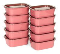 Cozary 10Pcs Tapers Herméticos para Comida, 500ml Cajas Cubo Rectangulares de Plástico con Tapas, Lavavajillas y Congelador, Apilables, Para la Escuela, el Trabajo y Los Viajes (Burdeos)