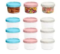 Cozary 12 Piezas Envases De Plastico Con Tapa,Contenedores De Alimentos Pequeños, 250ml Tazones De Plástico Reutilizables Apilables Delicatessen,Aptos Para Lavavajillas, Microondas Y Congelador