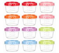 Cozary 12 Piezas Envases De Plastico Con Tapa y Marcas Graduadas,Contenedores De Alimentos Pequeños, 200ml Tazones De Plástico Reutilizables Apilables Delicatessen
