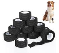 Cozary 12 Rollos de Venda Autoadhesiva Elástica para Mascotas, 2.5cm x 4.5m Esparadrapo Deportivo, Impermeable y Transpirable, Tape Vendaje Deportivo Bendaje Adhesiva para Deportes Mano Brazo Pie