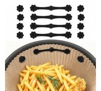 Cozary 12pcs Hebillas de Silicona Magnéticas para Freidora de Aire, Air Fryer Magnet Buckle, Resistentes, Reutilizables, para Sujetar el Papel de Pergamino para la Freidora de Aire Caliente, Negro
