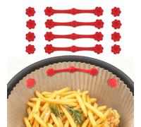 Cozary 12pcs Hebillas de Silicona Magnéticas para Freidora de Aire, Air Fryer Magnet Buckle, Resistentes, Reutilizables, para Sujetar el Papel de Pergamino para la Freidora de Aire Caliente, Rojo