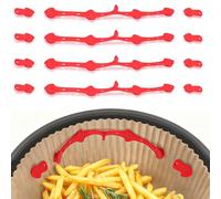 Cozary 12pcs Hebillas de Silicona Magnéticas para Freidora de Aire, Air Fryer Magnet Buckle, Reutilizables, para Sujetar el Papel de Pergamino para la Freidora de Aire Caliente, Rojo, Little Fish
