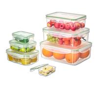 Cozary 14 Piezas Recipientes Herméticos para Alimentos (7 Recipientes, 7 Tapas), Botes Cocina Almacenaje de Plástico, Diseño Apilable, Aptos para Lavavajillas, Microondas y Congelador, Sin BPA