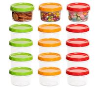 Cozary 15 Piezas Envases De Plastico Con Tapa,Contenedores De Alimentos Pequeños, 250ml Tazones De Plástico Reutilizables Apilables Delicatessen,Aptos Para Lavavajillas, Microondas Y Congelador