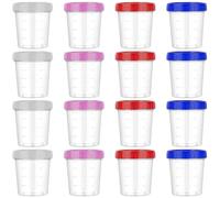 Cozary 16 Piezas Envases De Plastico Con Tapa y Marcas Graduadas,Contenedores De Alimentos Pequeños, 120ml Tazones De Plástico Reutilizables Apilables Delicatessen