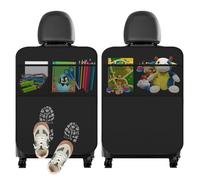 Cozary 2 Piezas Protector Silla Coche 70x50 cm, Protector Asiento Coche Respaldo Niños con 2 Grandes Bolsillos, Tela Oxford Impermeable Antisuciedad para Bebés