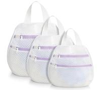 Cozary 3 Piezas Bolsa Ropa Sucia, Doble Capa Bolsa Lavadora, Reutilizables Bolsas de Colada con Cremallera, para Ropa Interior, Calcetines, Violeta (30x30 cm, 40x40 cm, 50x50cm)